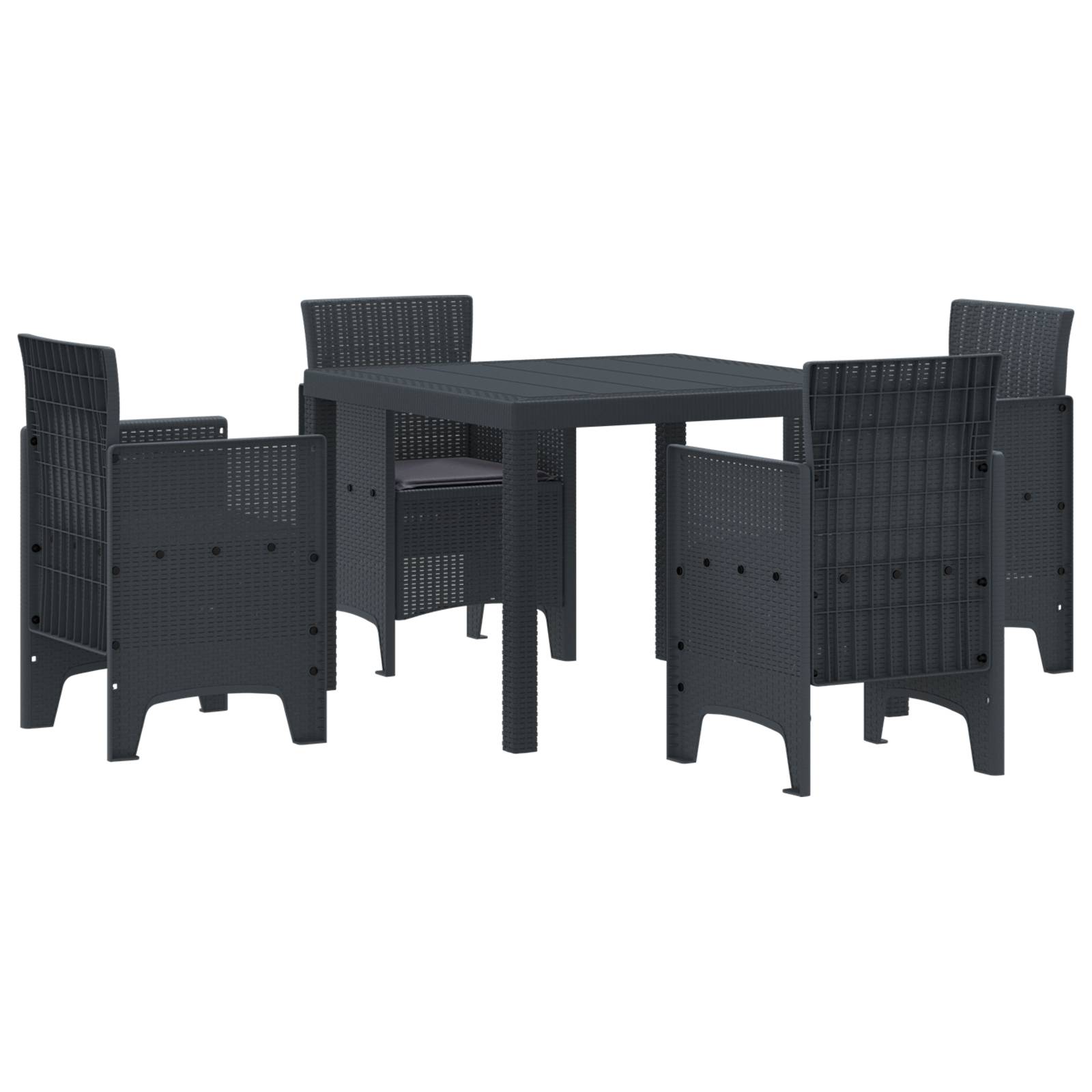 vidaXL 5-tlg. Garten-Essgruppe mit Kissen Anthrazit Poly Rattan