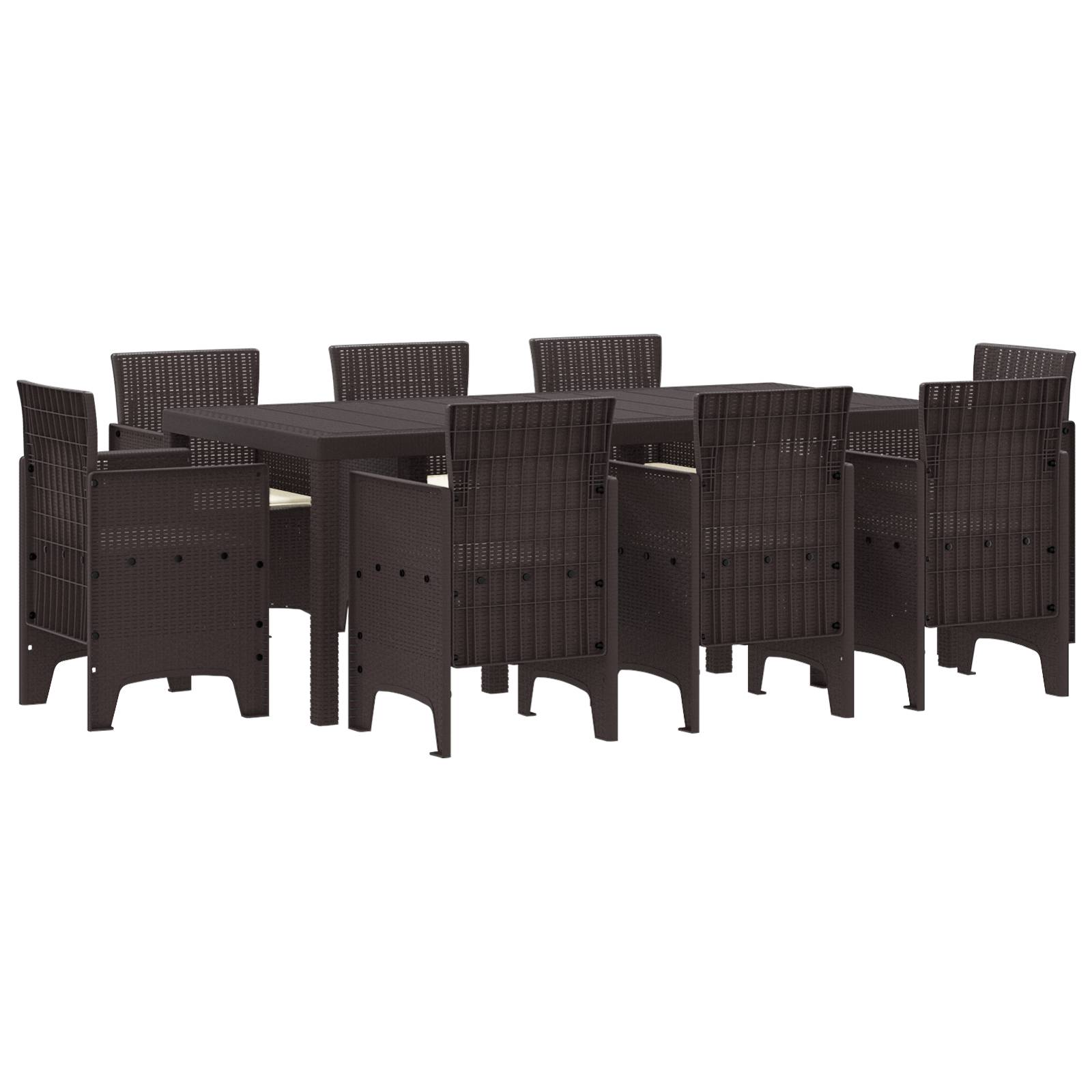 vidaXL 9-teiliges Garten Essset mit Kissen Braun Poly Rattan