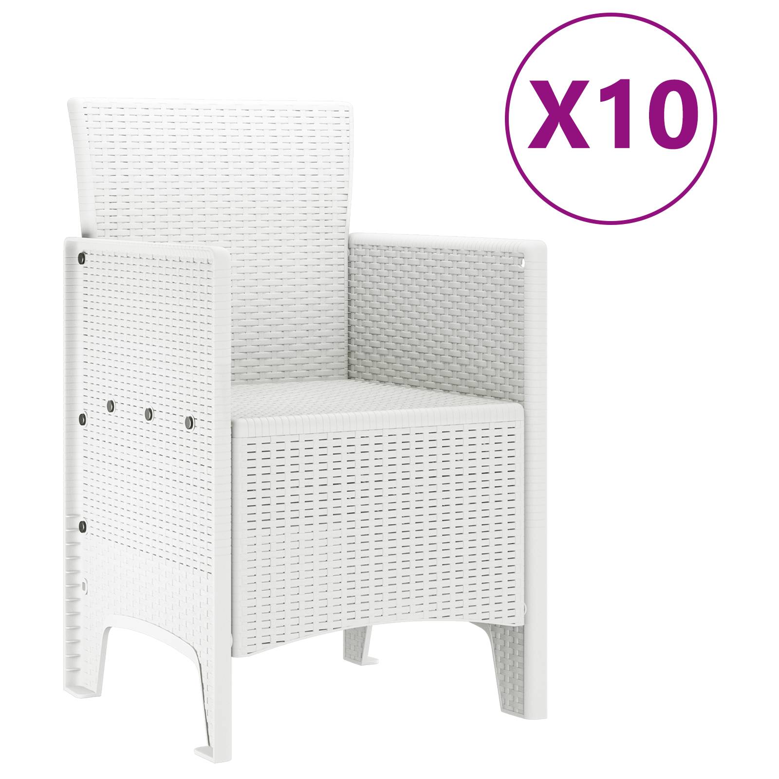 vidaXL 11-tlg. Garten-Essgruppe Weiß Poly Rattan