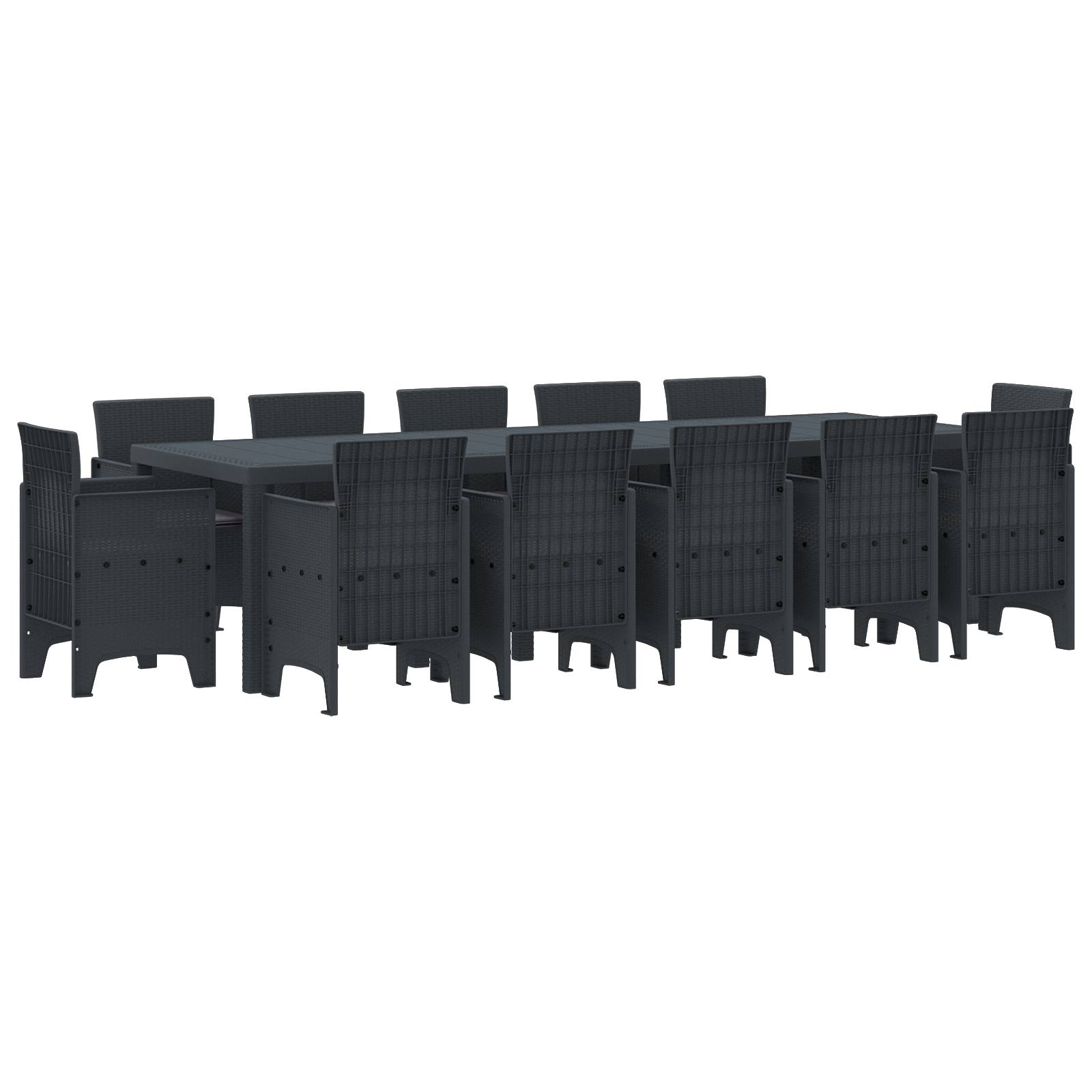 vidaXL 13-teiliges Garten Esstisch Set mit Kissen Anthrazit Poly-Rattan