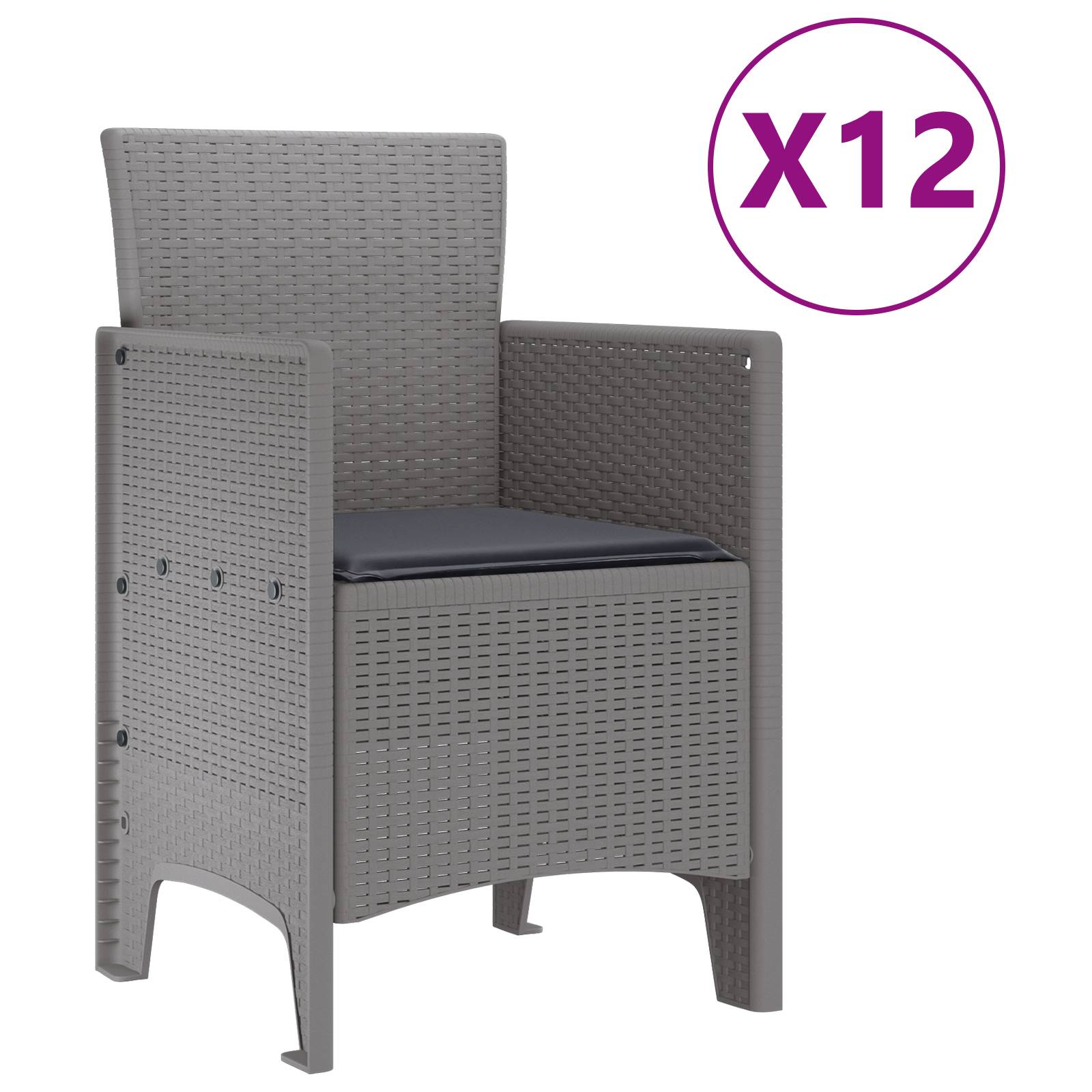 vidaXL 13-teilige Garten-Essgruppe mit Kissen Hellgrau Poly-Rattan