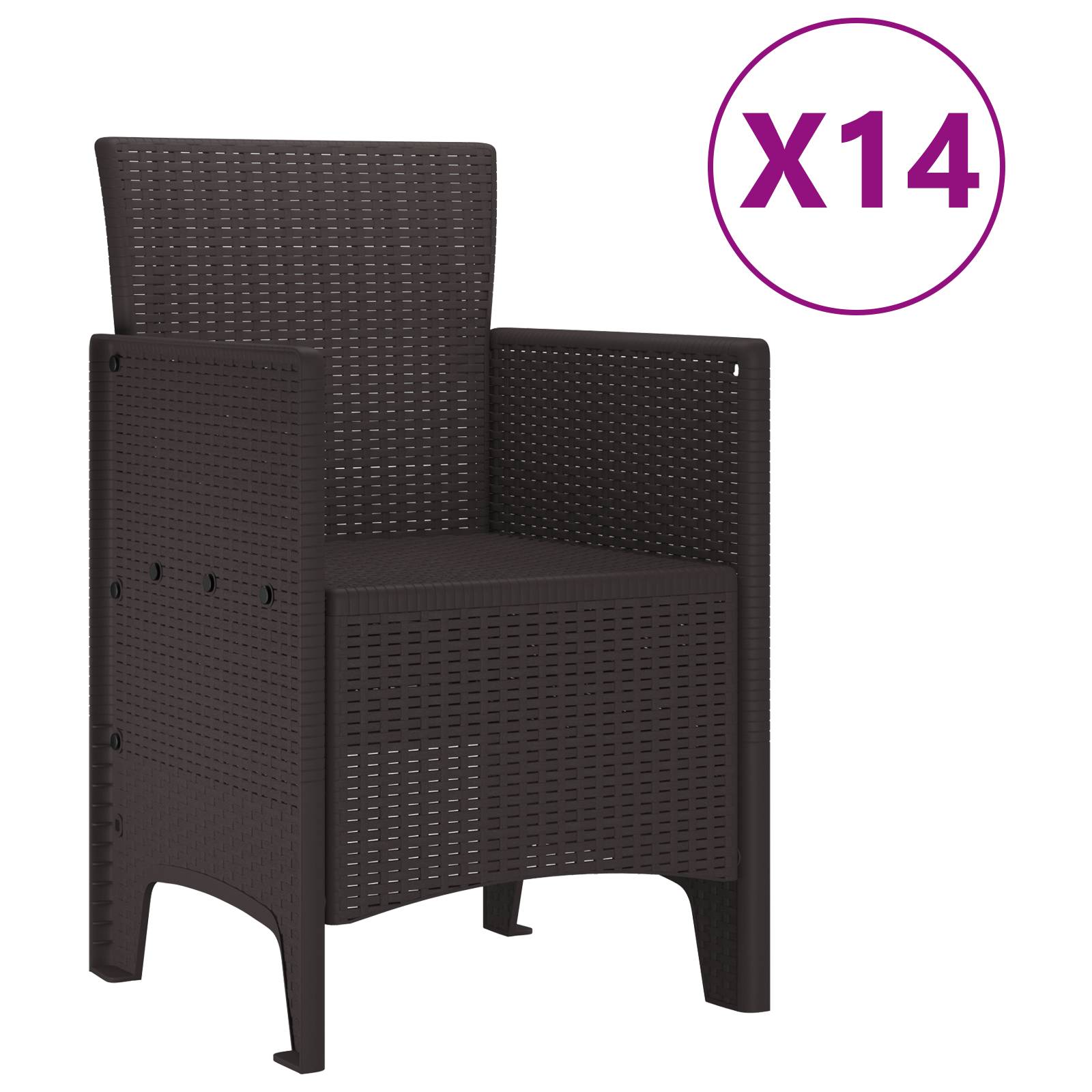 vidaXL 15-teiliges Garten Esszimmer Set Braun Poly-Rattan