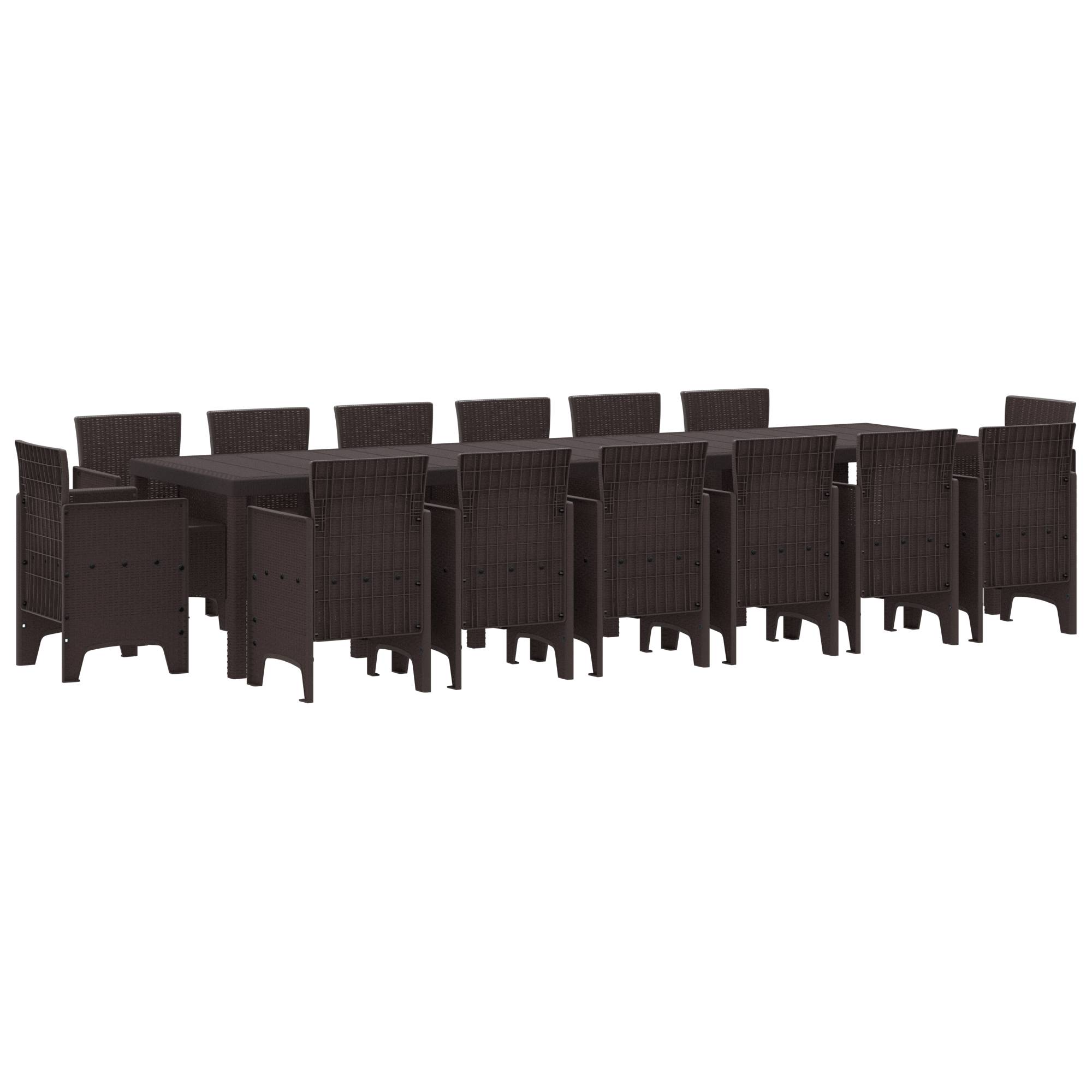 vidaXL 15-teiliges Garten Esszimmer Set Braun Poly-Rattan