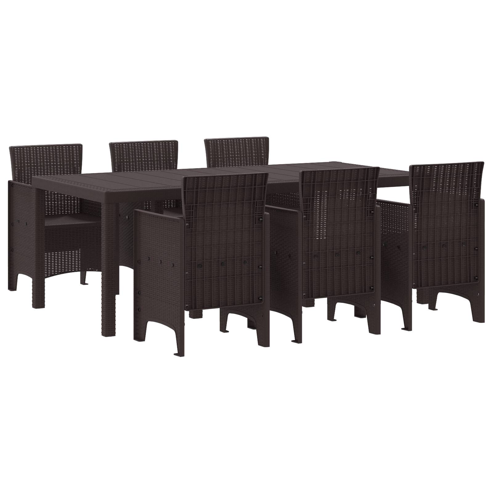 vidaXL 7-tlg. Garten-Essgruppe Braun Poly Rattan