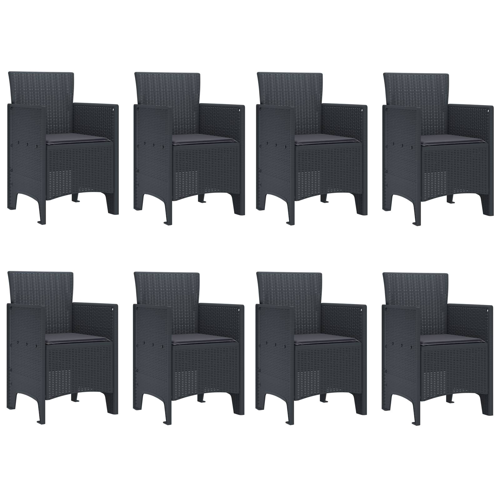 vidaXL 9-tlg. Garten-Essgruppe mit Kissen Anthrazit Poly Rattan