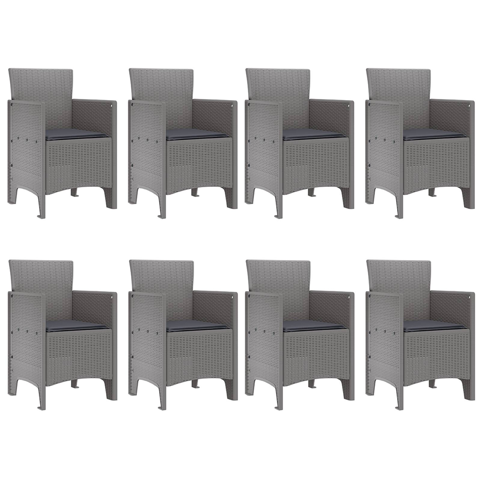 vidaXL 9-tlg. Garten-Essgruppe mit Kissen Weiß Poly Rattan