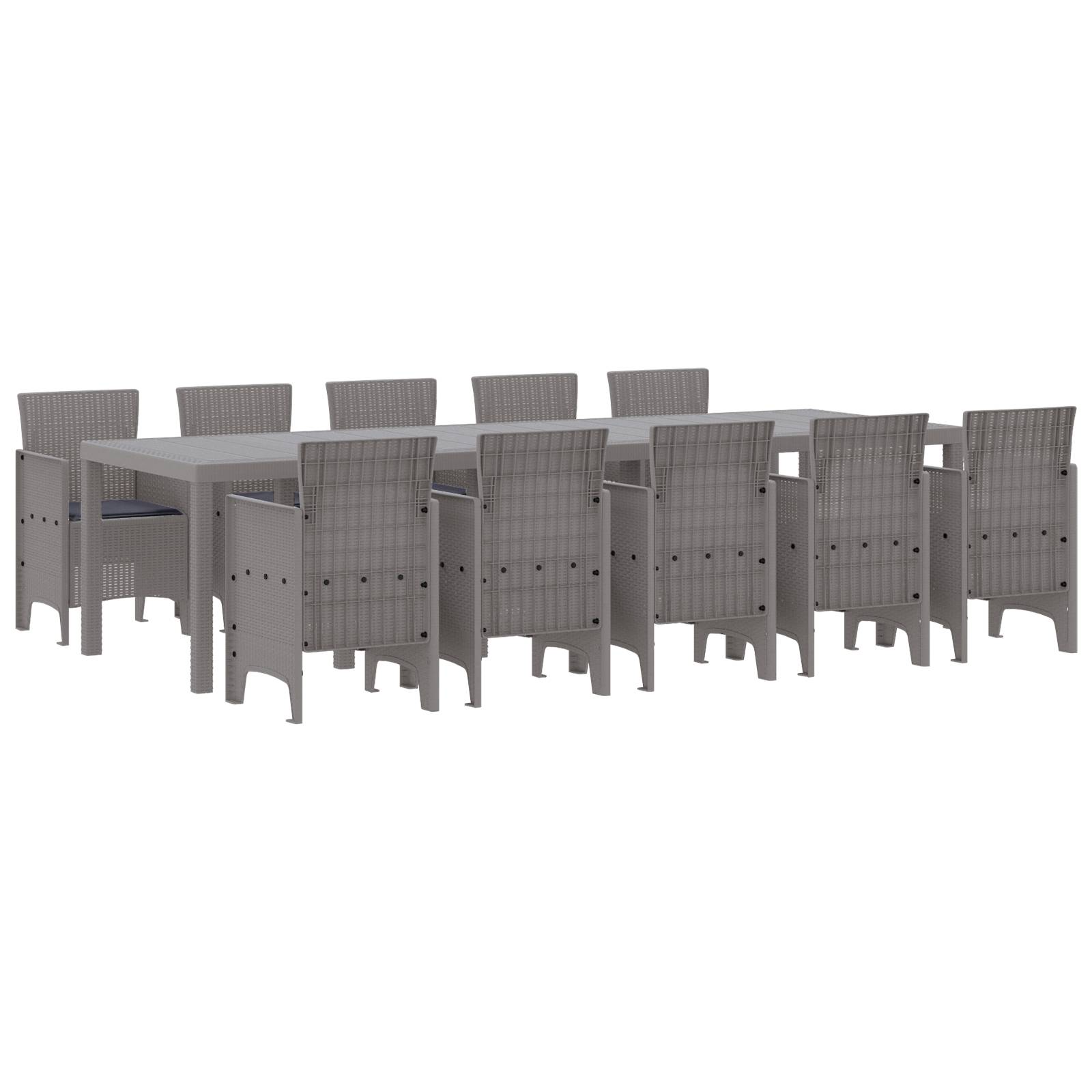 vidaXL 11-teiliges Garten Essgruppe mit Kissen Hellgrau Poly-Rattan