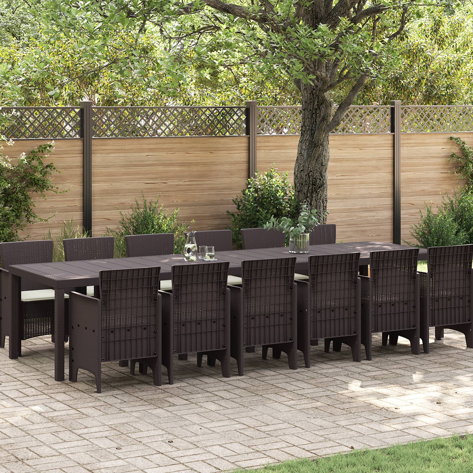 vidaXL Garten Essset Set von 5 Braun und cremeweiß Rattan Groß