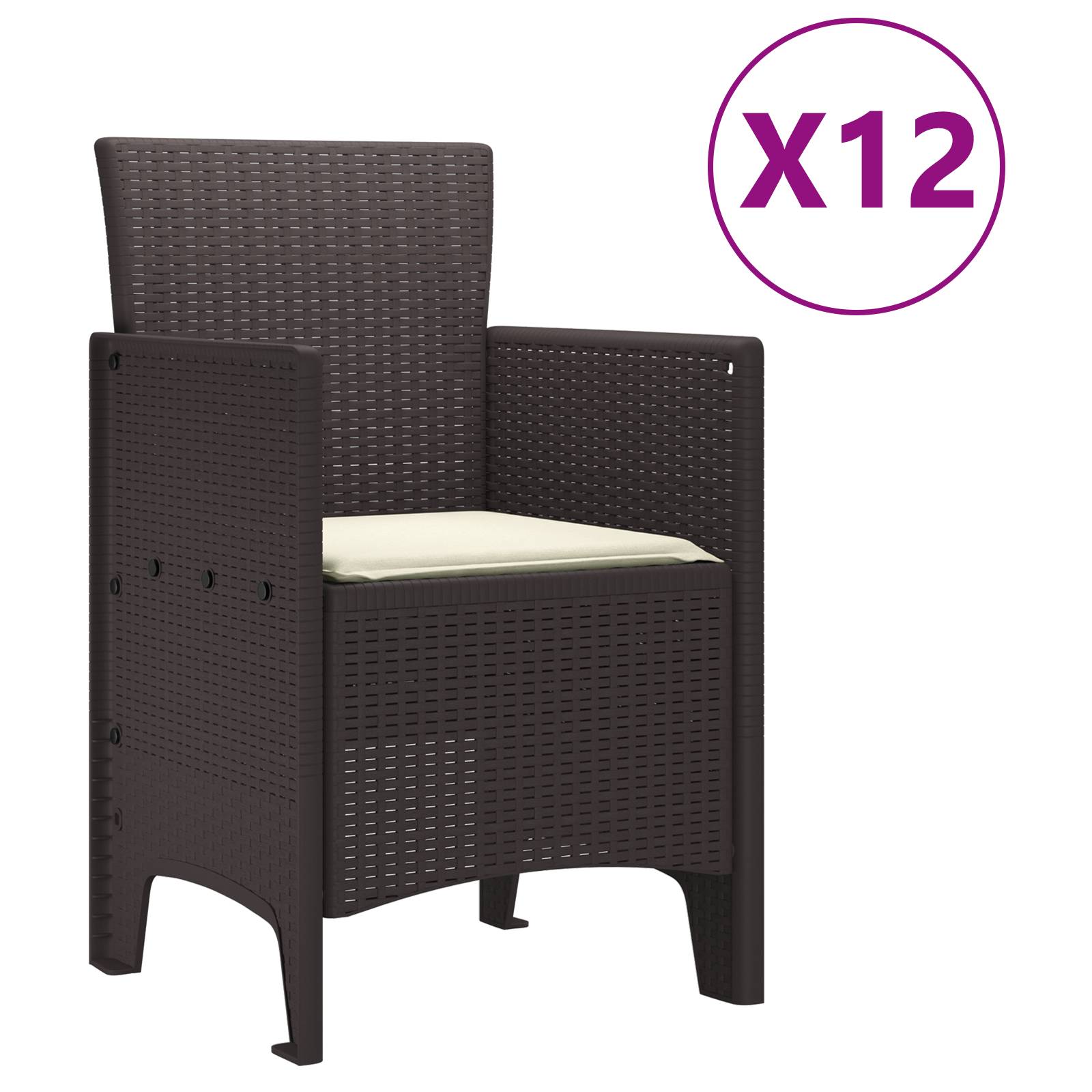 vidaXL Garten Essset Set von 5 Braun und cremeweiß Rattan Groß