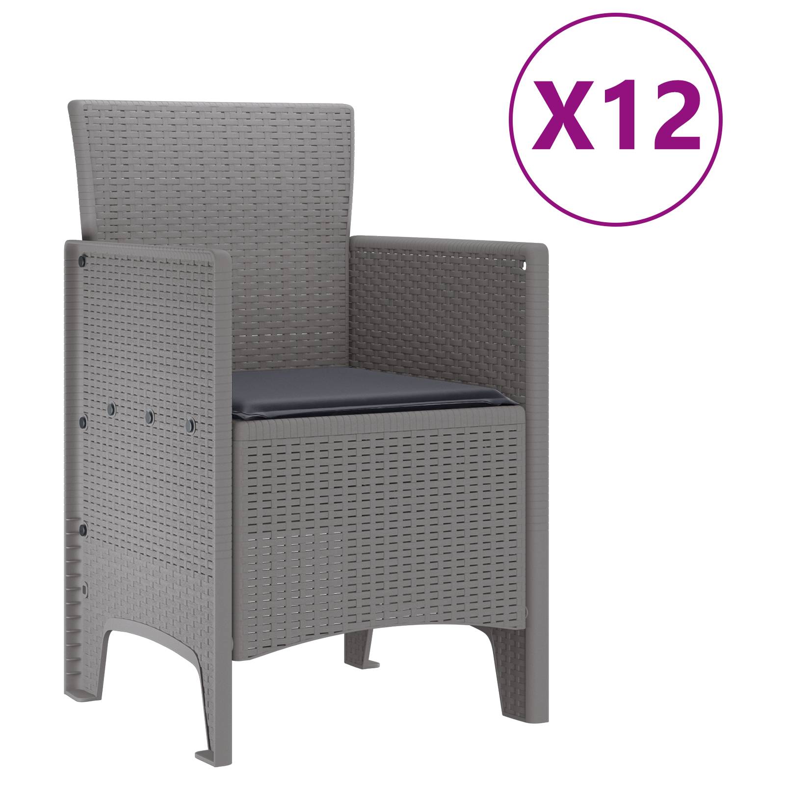 vidaXL 13-teiliges Garten Esszimmer Set mit Kissen Hellgraues Poly-Rattan