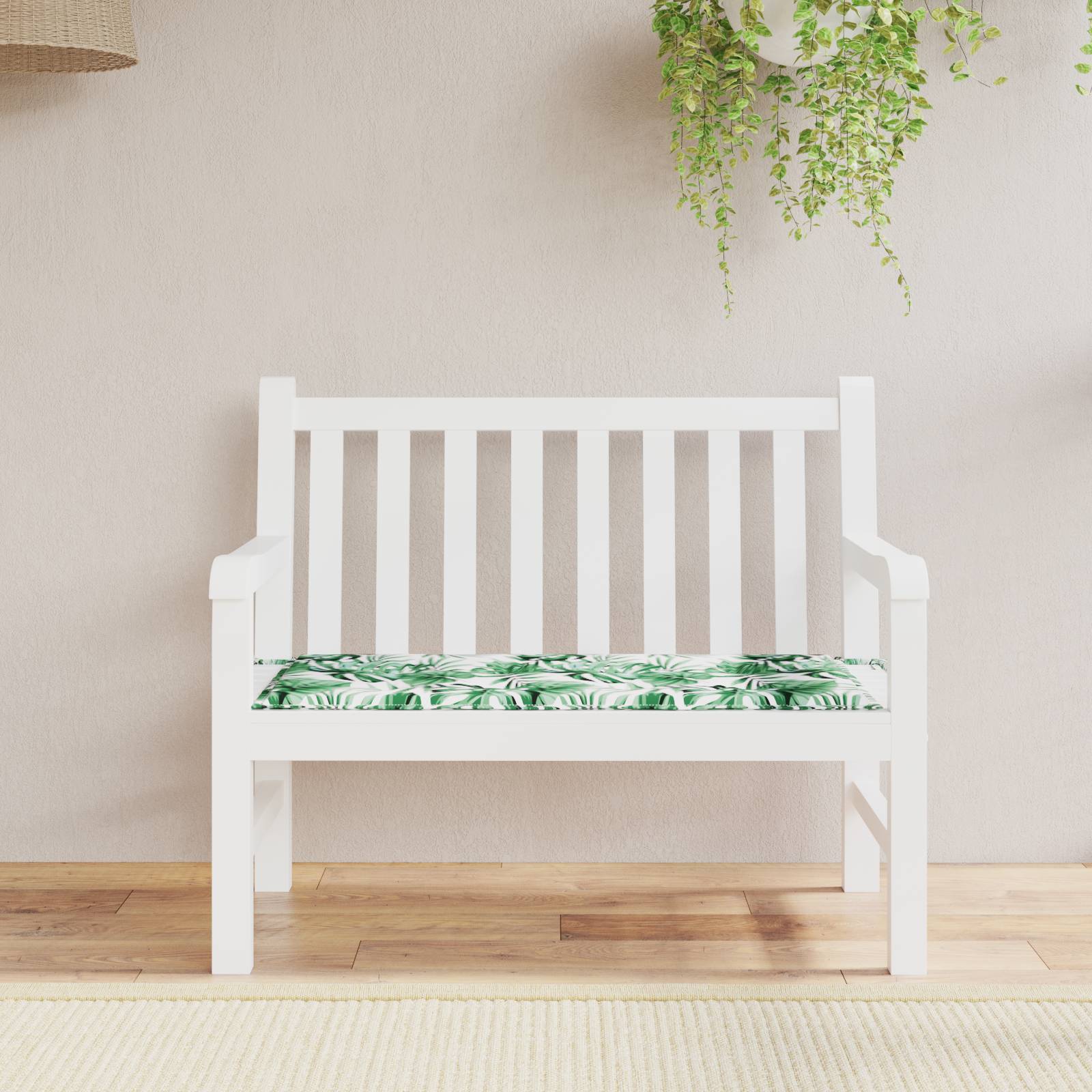 vidaXL Gartenbankkissen mit Blattmuster, 100x50x4 cm, Aus Oxford-Gewebe
