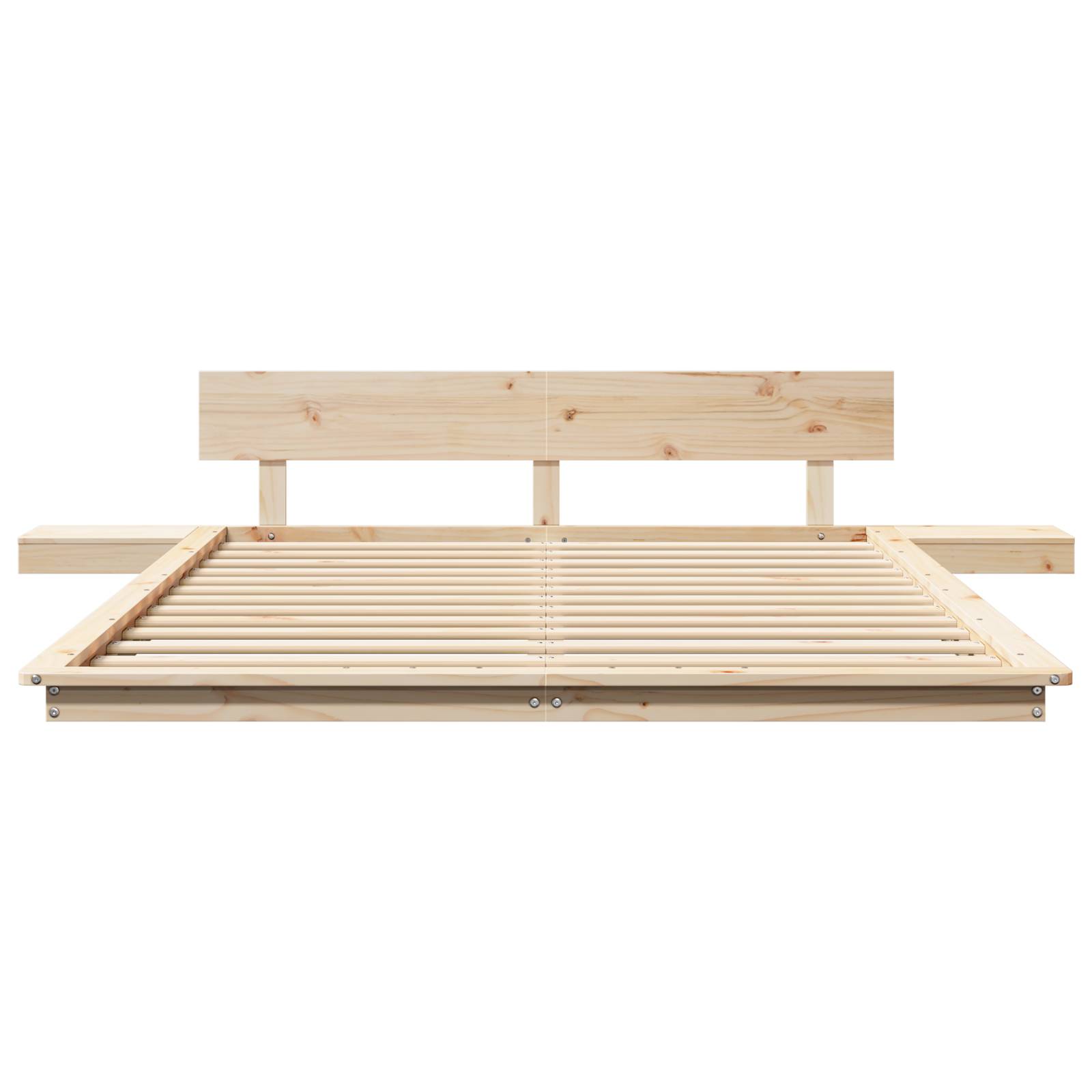 vidaXL Bodenbettgestell mit Nachttischen 160x200cm Massivholz