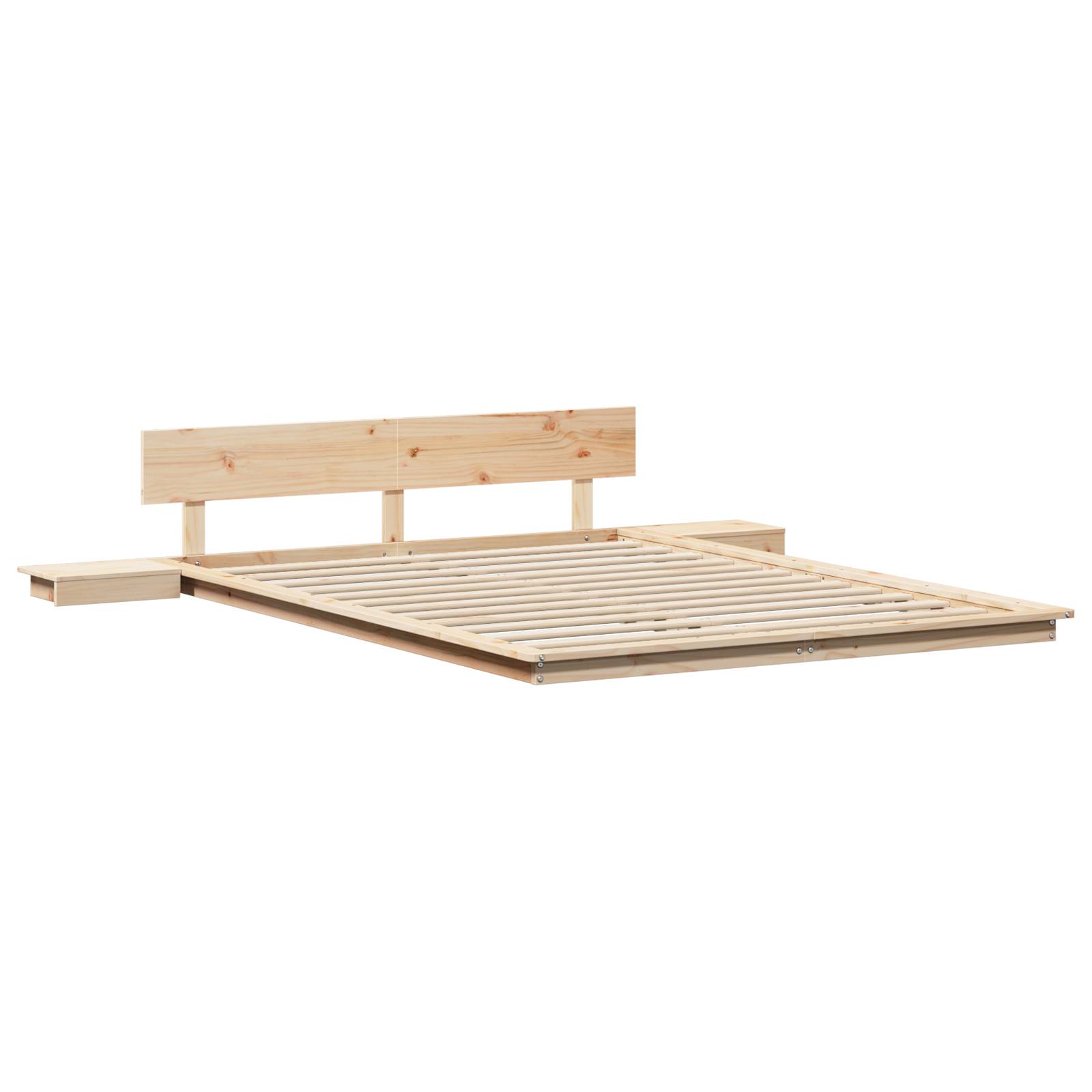 vidaXL Bodenbettgestell mit Nachttischen 160x200cm Massivholz