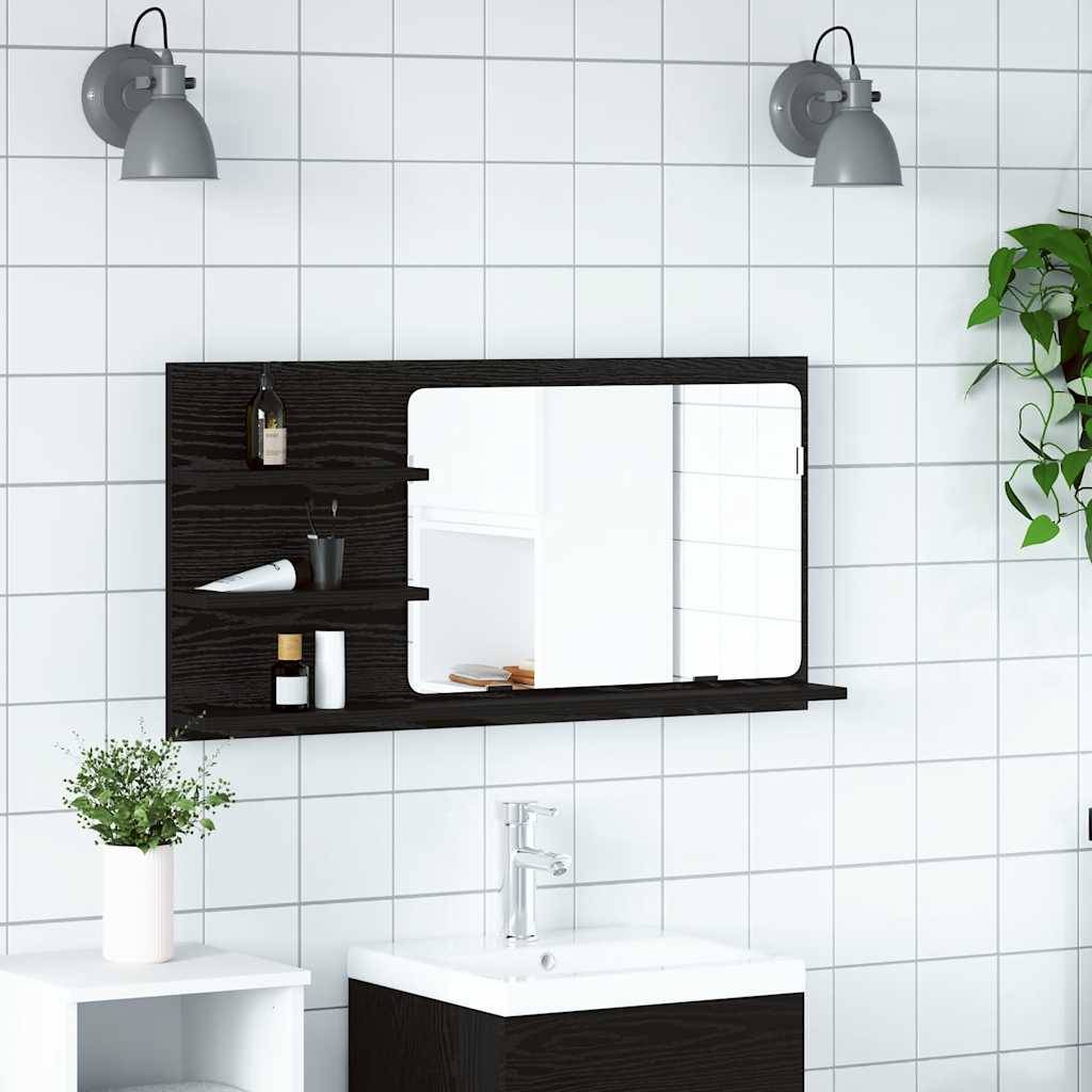 vidaXL Badezimmer-Spiegelschrank Schwarze Eiche 90 x 11 x 45 cm Holzwerkstoff
