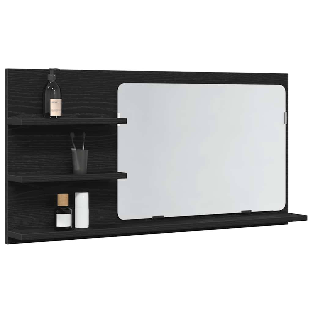 vidaXL Badezimmer-Spiegelschrank Schwarze Eiche 90 x 11 x 45 cm Holzwerkstoff