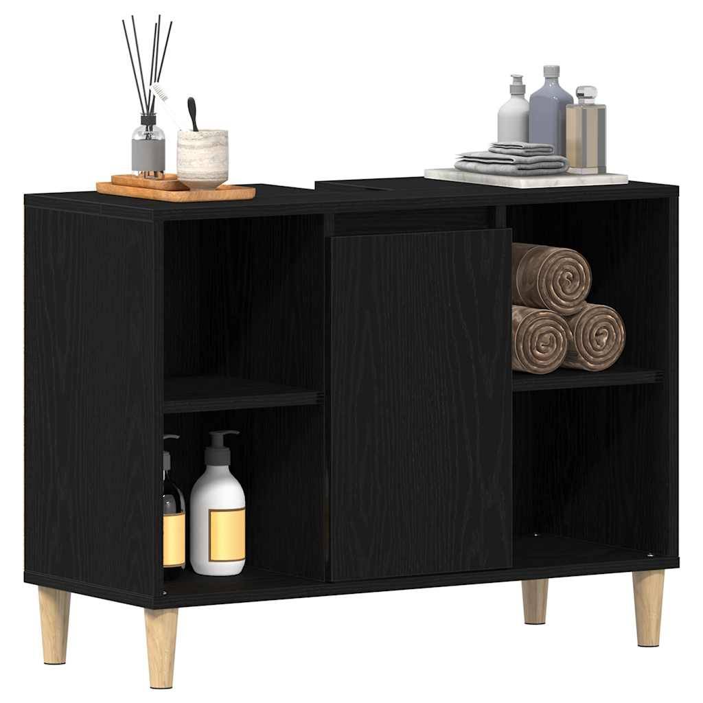 vidaXL Spülbeckenschrank Eiche Schwarz 80x33x60 cm Holzwerkstoff