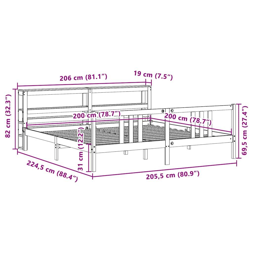 vidaXL Bettgestell mit Kopfteil ohne Matratze 200x200 cm