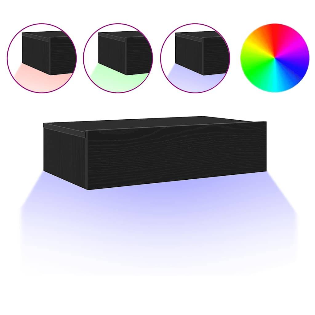 vidaXL TV-Schrank mit LED-Leuchten Schwarze Eiche 60 x 35 x 15,5 cm