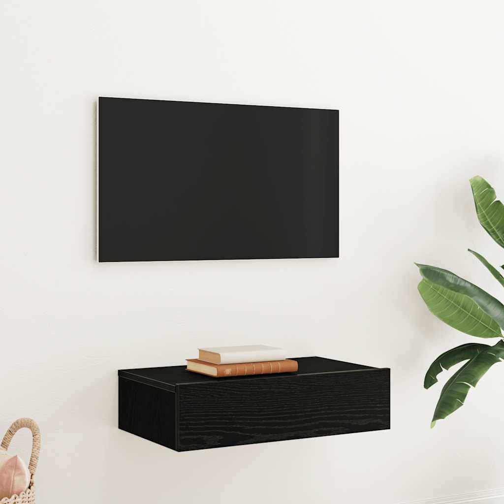 vidaXL TV-Schrank mit LED-Leuchten Schwarze Eiche 60 x 35 x 15,5 cm