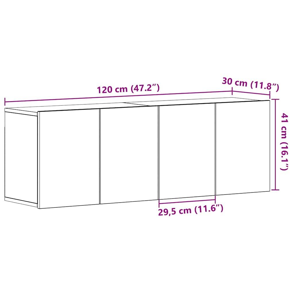 vidaXL TV-Schränke 2 Stk. Schwarze Eiche 120 x 30 x 41 cm Holzwerkstoff