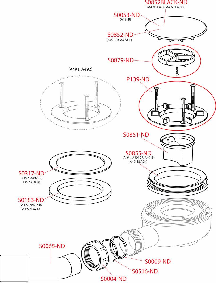 Alcadrain A491Black Ablaufgarnitur für die Duschwannen, schwarz-matt Ø 90