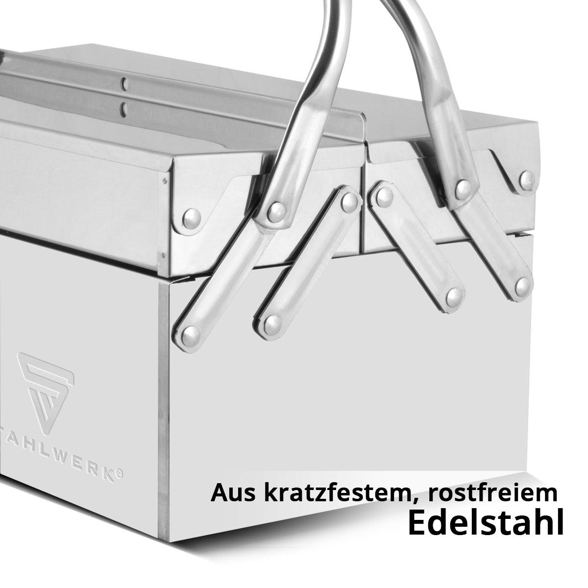 STAHLWERK Werkzeugkasten Edelstahl Werkzeugkiste leer Werkzeugbox