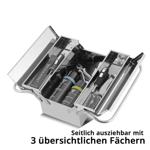 STAHLWERK Werkzeugkasten Edelstahl Werkzeugkiste leer Werkzeugbox STAHLWERK Werkzeugkasten Edelstahl Werkzeugkiste leer Werkzeugbox