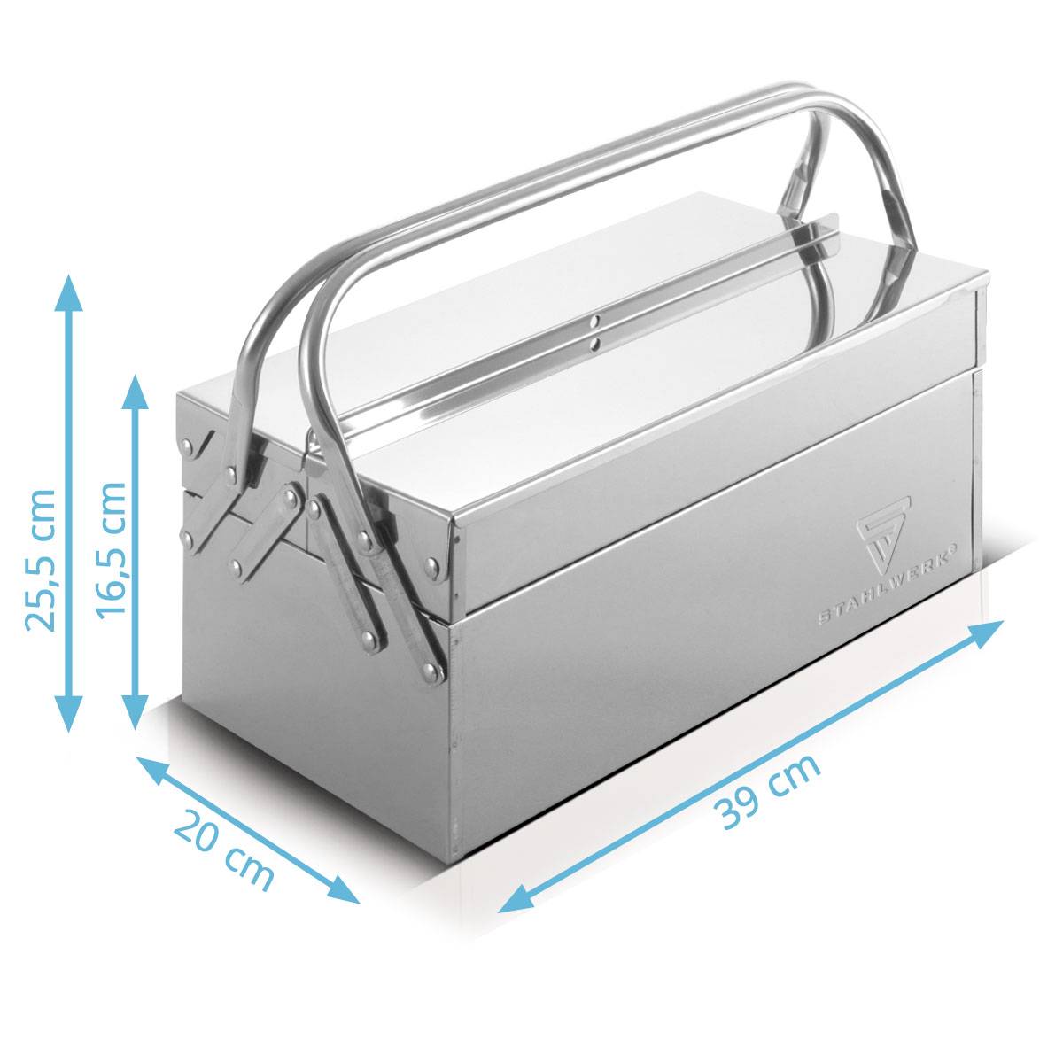 STAHLWERK Werkzeugkasten Edelstahl Werkzeugkiste leer Werkzeugbox