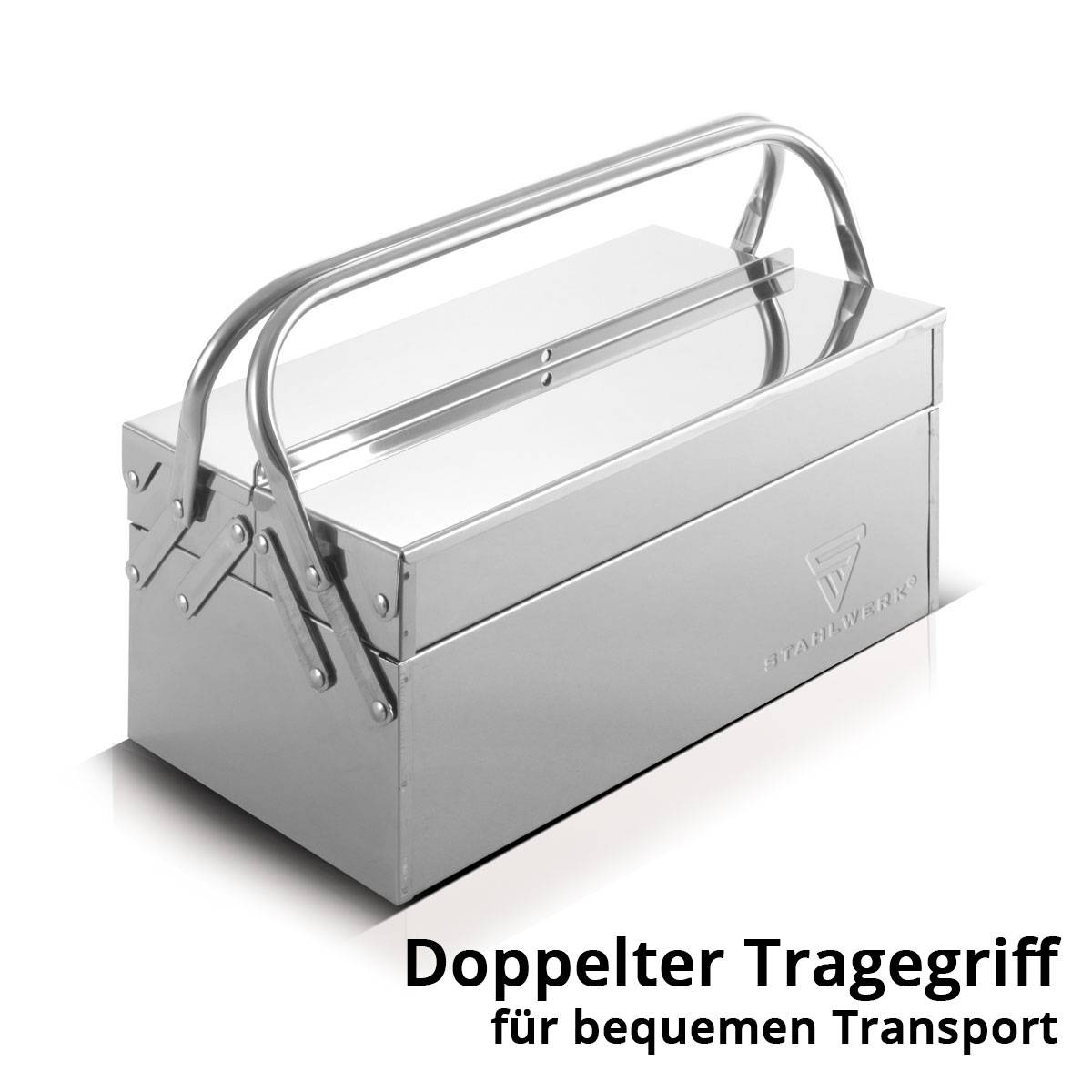 STAHLWERK Werkzeugkasten Edelstahl Werkzeugkiste leer Werkzeugbox