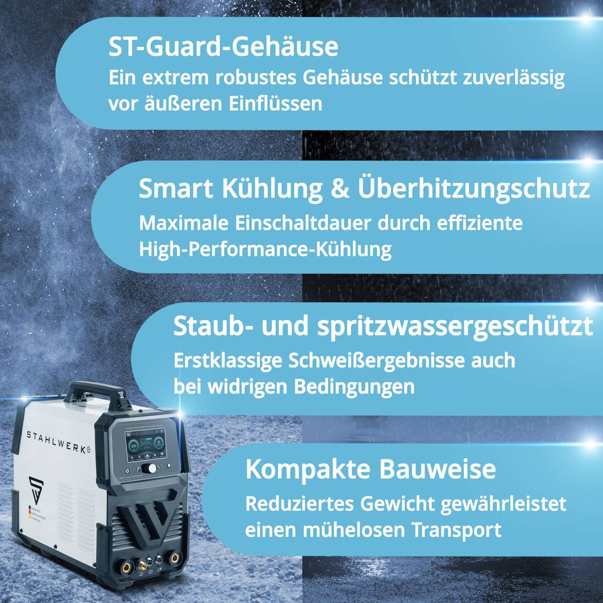 STAHLWERK Schutzgas-Schweißgerät AC/DC WIG 200 Puls Pro Touch Vollausstattung