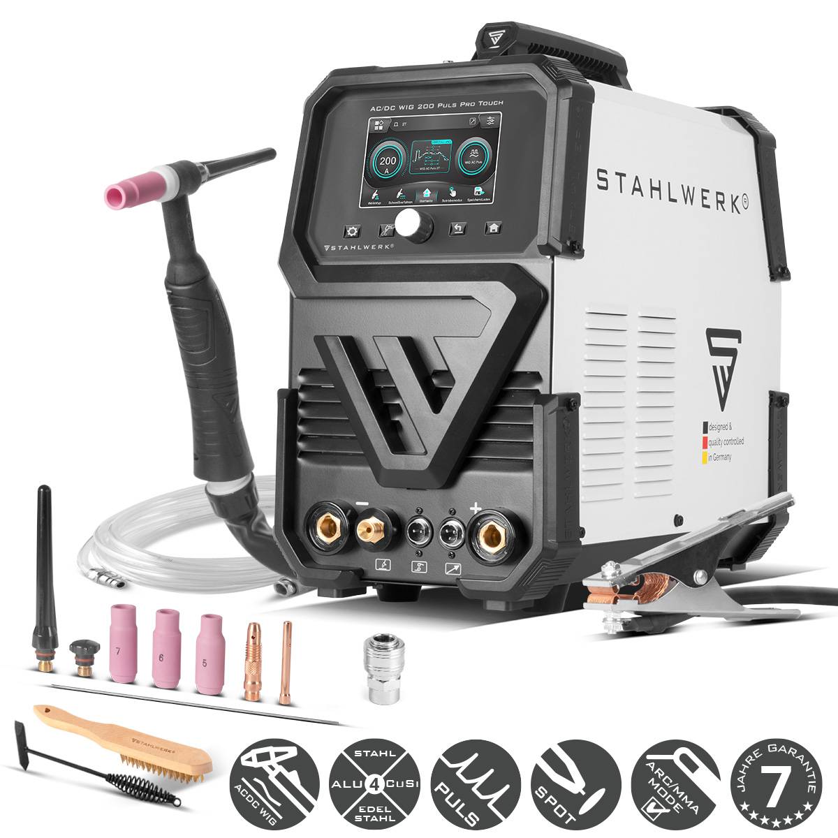 STAHLWERK Schutzgas-Schweißgerät AC/DC WIG 200 Puls Pro Touch