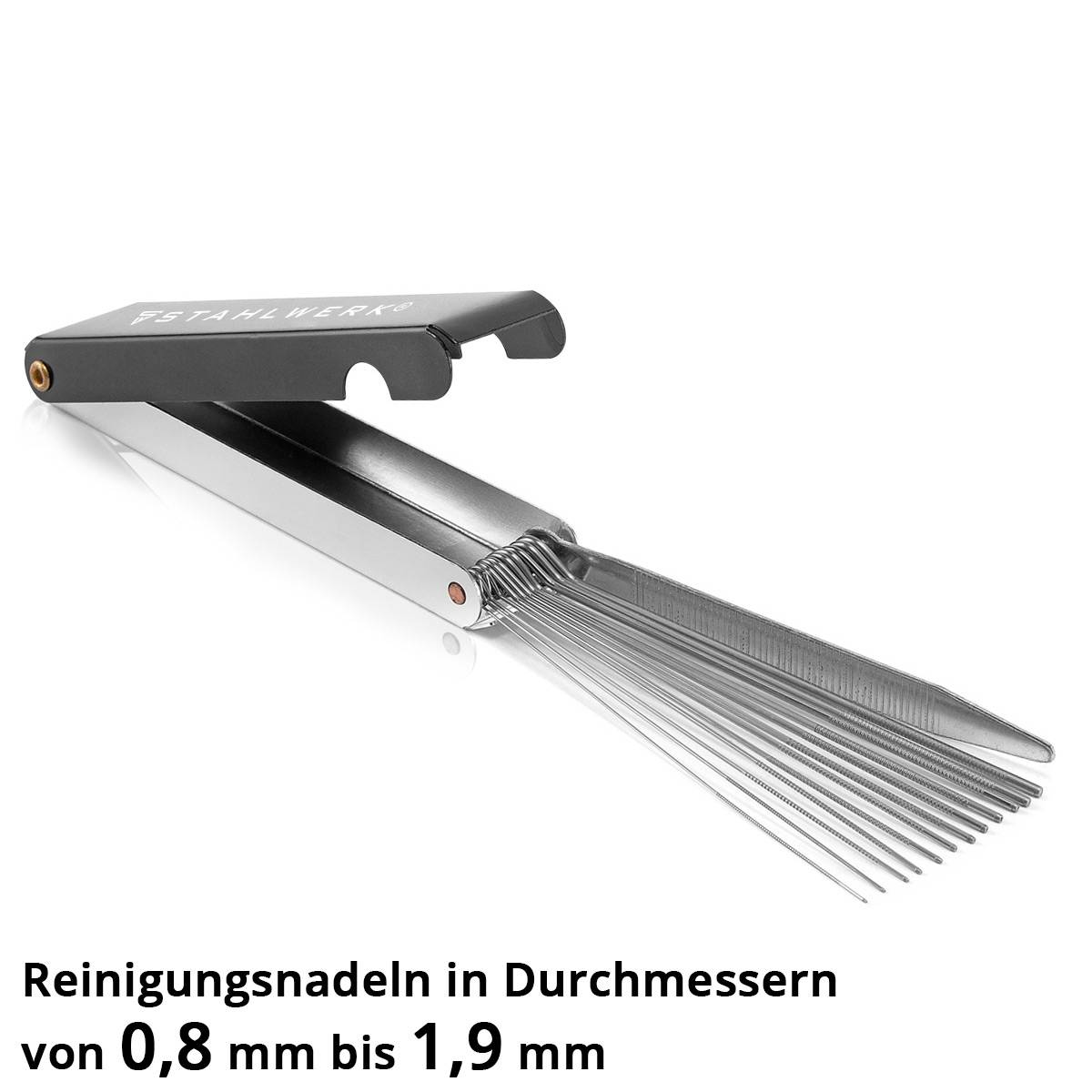 STAHLWERK Schweißdüsenreiniger Edelstahl-Feilen 13 in 1 praktischen Etui 2er Set