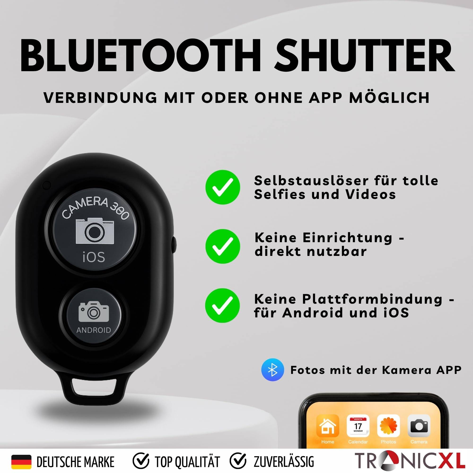 Handy Halterung + Selbstauslöser Tischhalterung Smartphone Klemmstativ Tisch Klemme mit Kugelkopf für iPhone Handys Smartphones Halter Schreibtischh