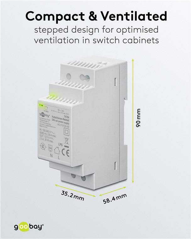 GOOBAY Hutschienen-Netzteil 74764, 12 V, 2,5 A, 30 W