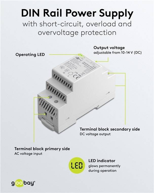GOOBAY Hutschienen-Netzteil 74764, 12 V, 2,5 A, 30 W