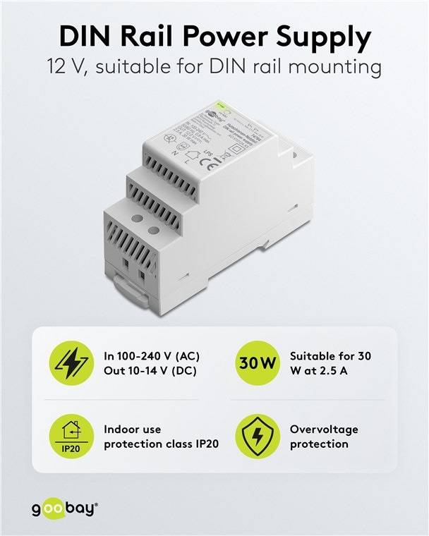 GOOBAY Hutschienen-Netzteil 74764, 12 V, 2,5 A, 30 W