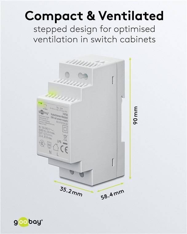 GOOBAY Hutschienen-Netzteil 74764, 12 V, 2,5 A, 30 W