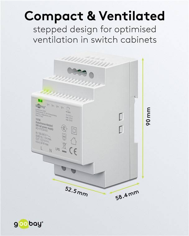GOOBAY Hutschienen-Netzteil 74766, 12 V, 4,5 A, 54 W