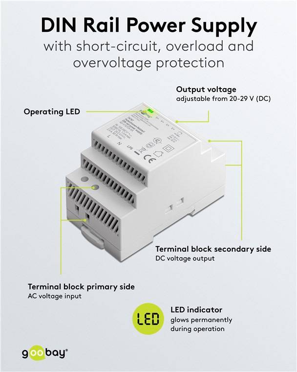 GOOBAY Hutschienen-Netzteil 74767, 24 V, 2,5 A, 60 W