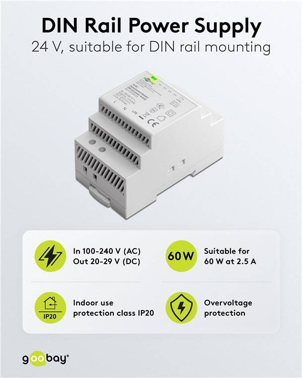 GOOBAY Hutschienen-Netzteil 74767, 24 V, 2,5 A, 60 W
