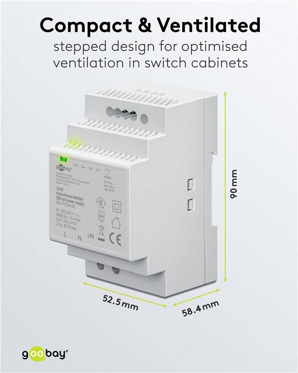 GOOBAY Hutschienen-Netzteil 74767, 24 V, 2,5 A, 60 W