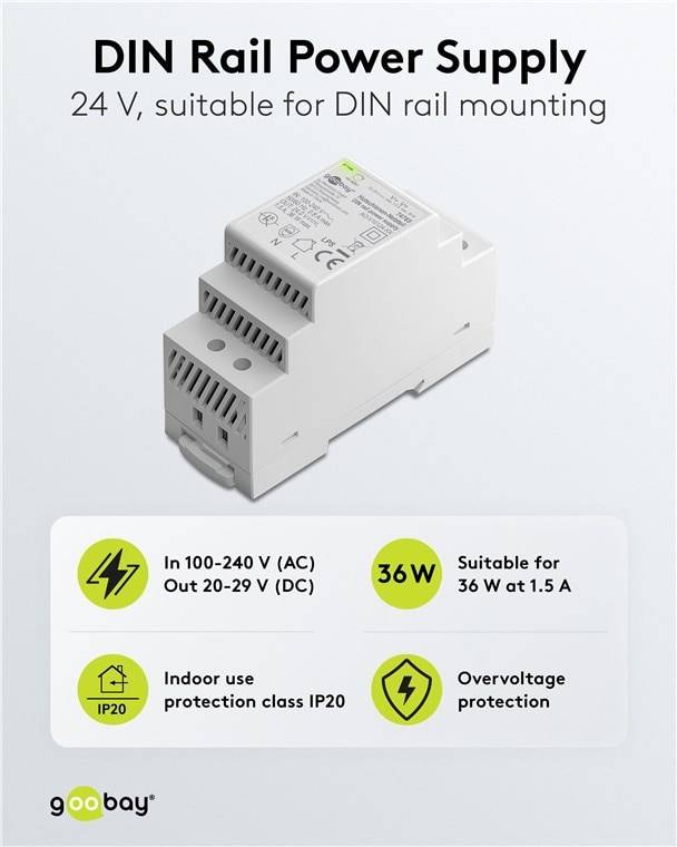GOOBAY Hutschienen-Netzteil 74765, 24 V, 1,5 A, 36 W
