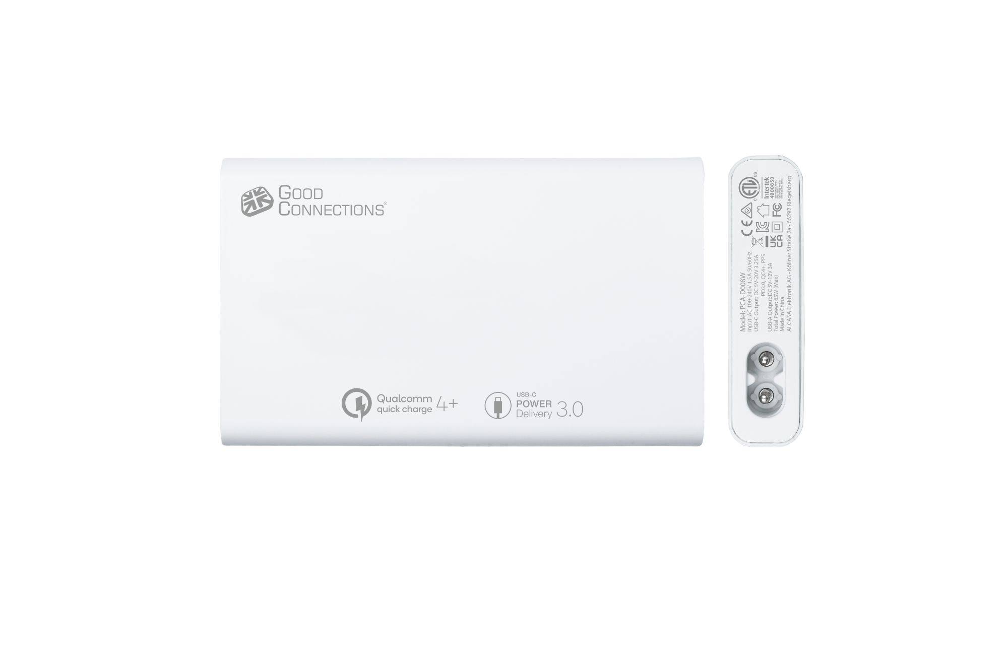 USB-Desktop-Schnellladestation 65W, 3-Port (2x USB-C™, 1x USB-A), weiß, Good Connections®