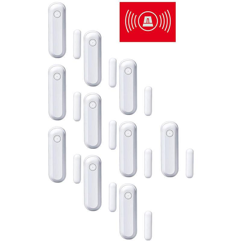 10er Set Lupusec Fenster-Türkontakt V2 weiss, Öffnungsmelder, Set | nach Richtlinien:EN 50131 Grad 2 | Einsatzgebiet:Tü