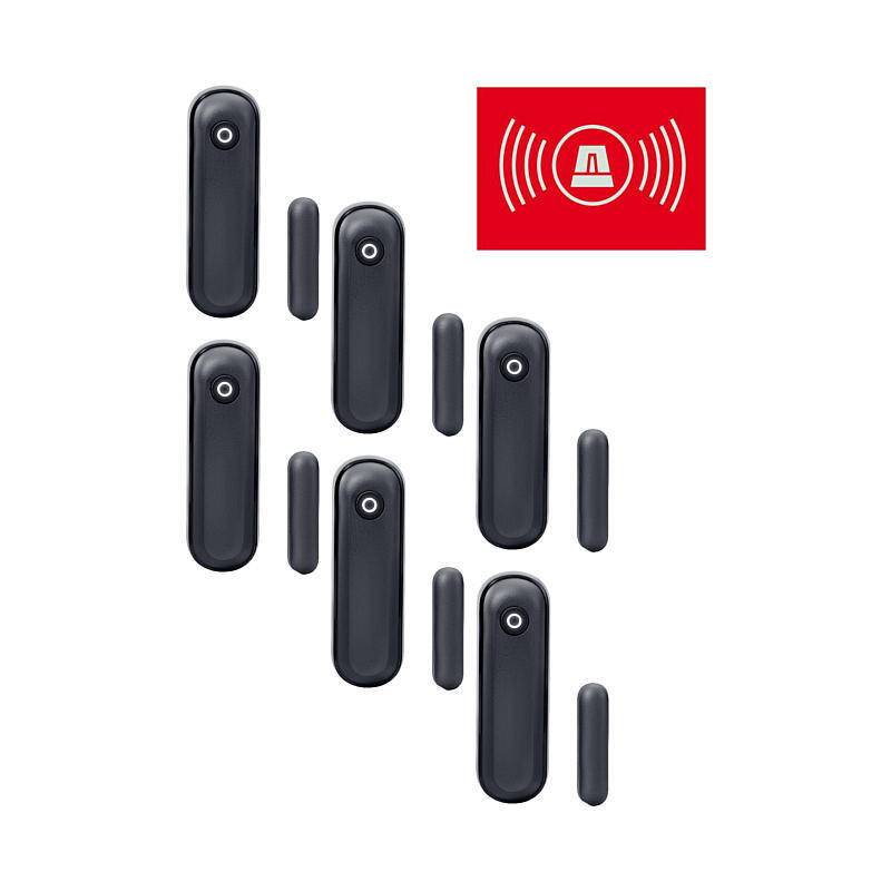 6er Set Lupusec Fenster-Türkontakt V2 anthrazit, Öffnungsmelder, Set | nach Richtlinien:EN 50131 Grad 2 | Einsatzgebiet