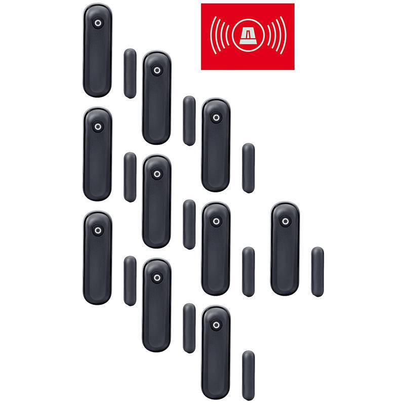 10er Set Lupusec Fenster-Türkontakt V2 anthrazit, Öffnungsmelder, Set | nach Richtlinien:EN 50131 Grad 2 | Einsatzgebie