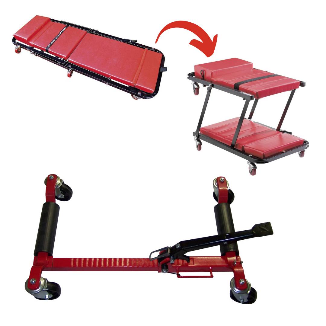 Berger & Schröter | Rangierhilfe, Radmontagehilfe für Reifenwechsel + Montagerollbrett, Rollsitz für Arbeiten am Auto, KFZ, SUV, Traktor, PKW, LKW