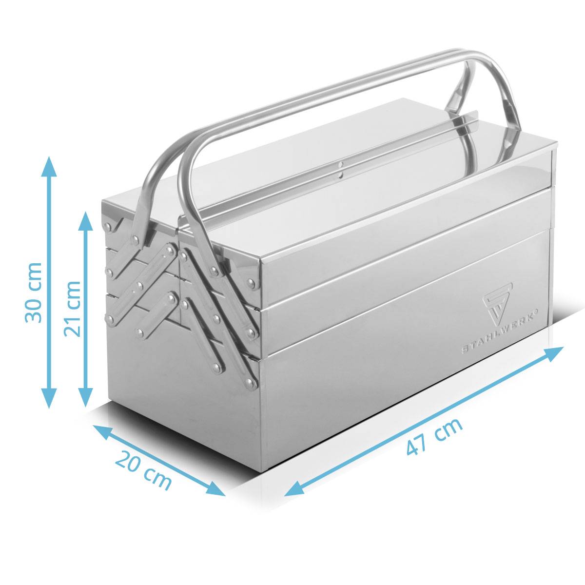 STAHLWERK Werkzeugkasten Edelstahl Werkzeugkiste leer Werkzeugbox