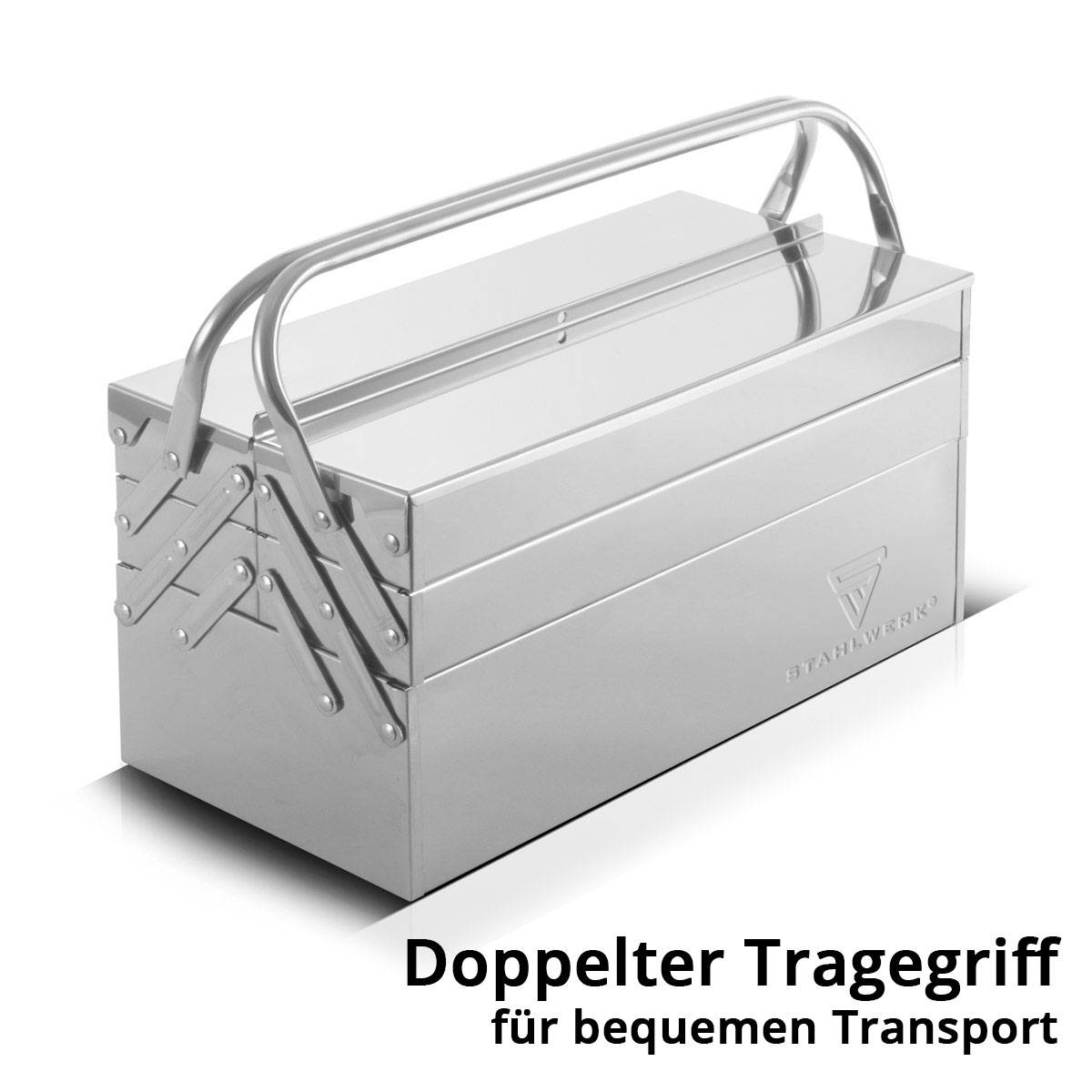 STAHLWERK Werkzeugkasten Edelstahl Werkzeugkiste leer Werkzeugbox
