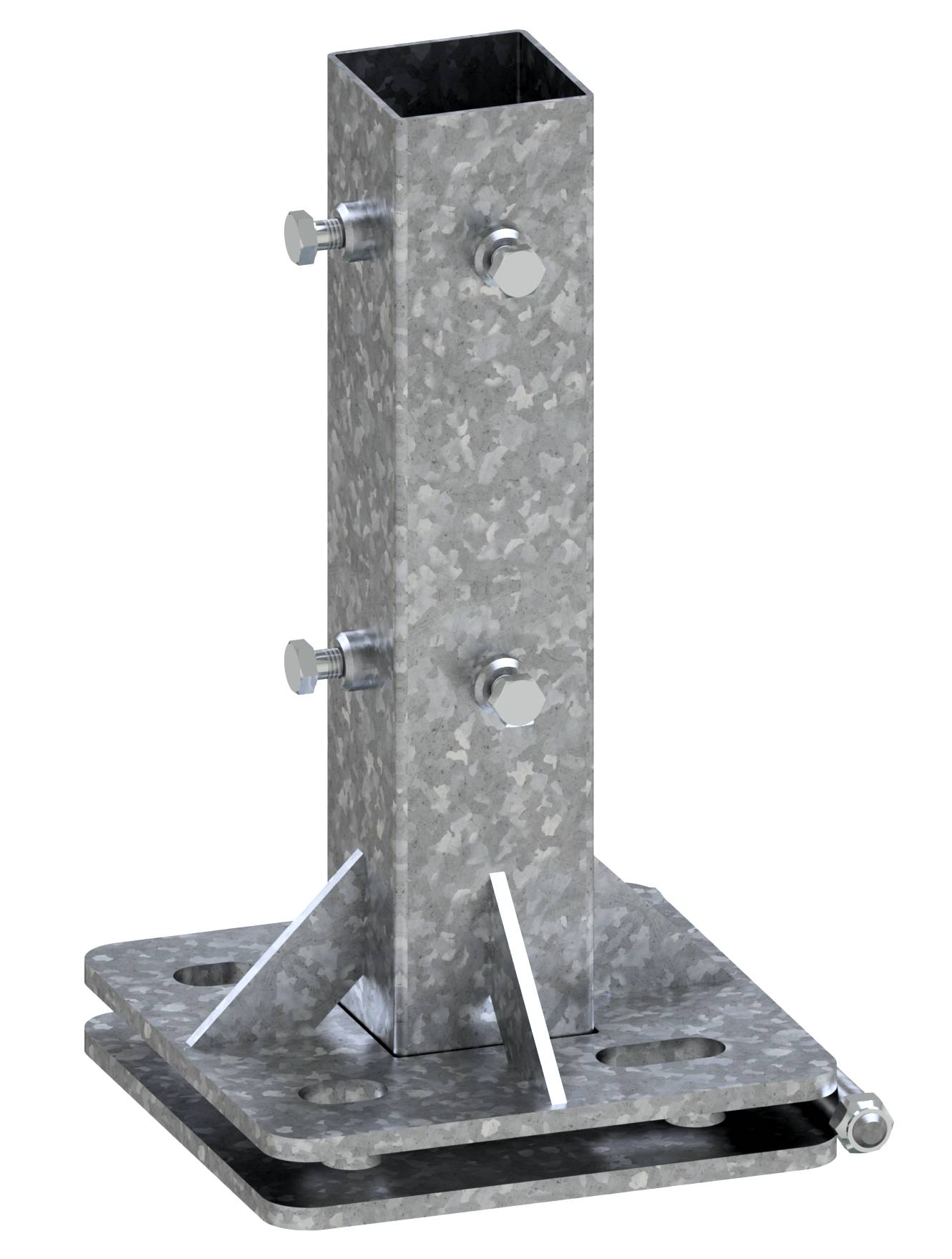 Schake 3F120-1K2 Adaptierung für Beton-Aufstellvorrichtung klappbar, Rundrohr wird durch die Adapterplatte eingelassen